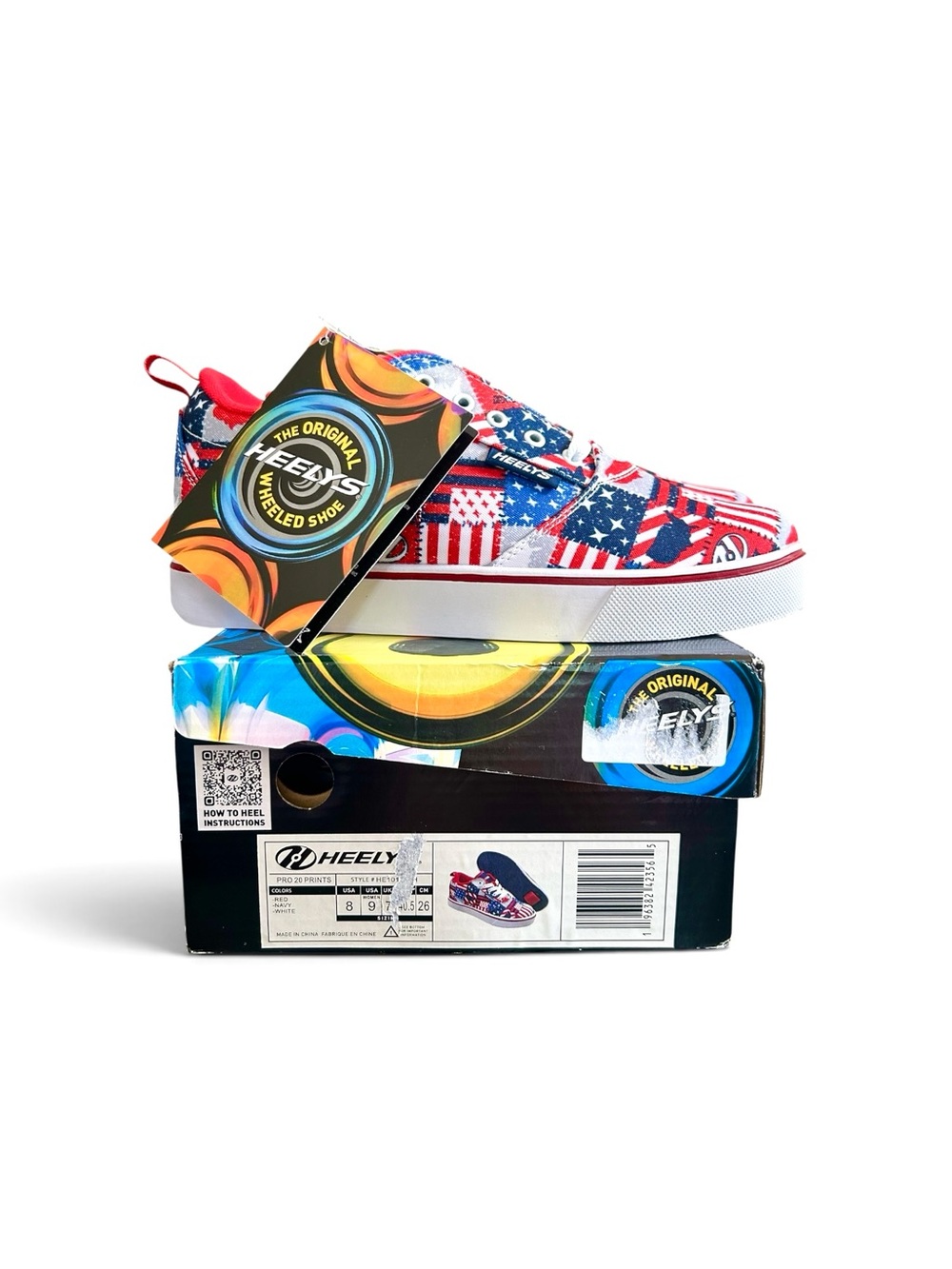 Heelys Men’s 8 Red White Navy American Flag Print Roller Skate Shoes Sneakers